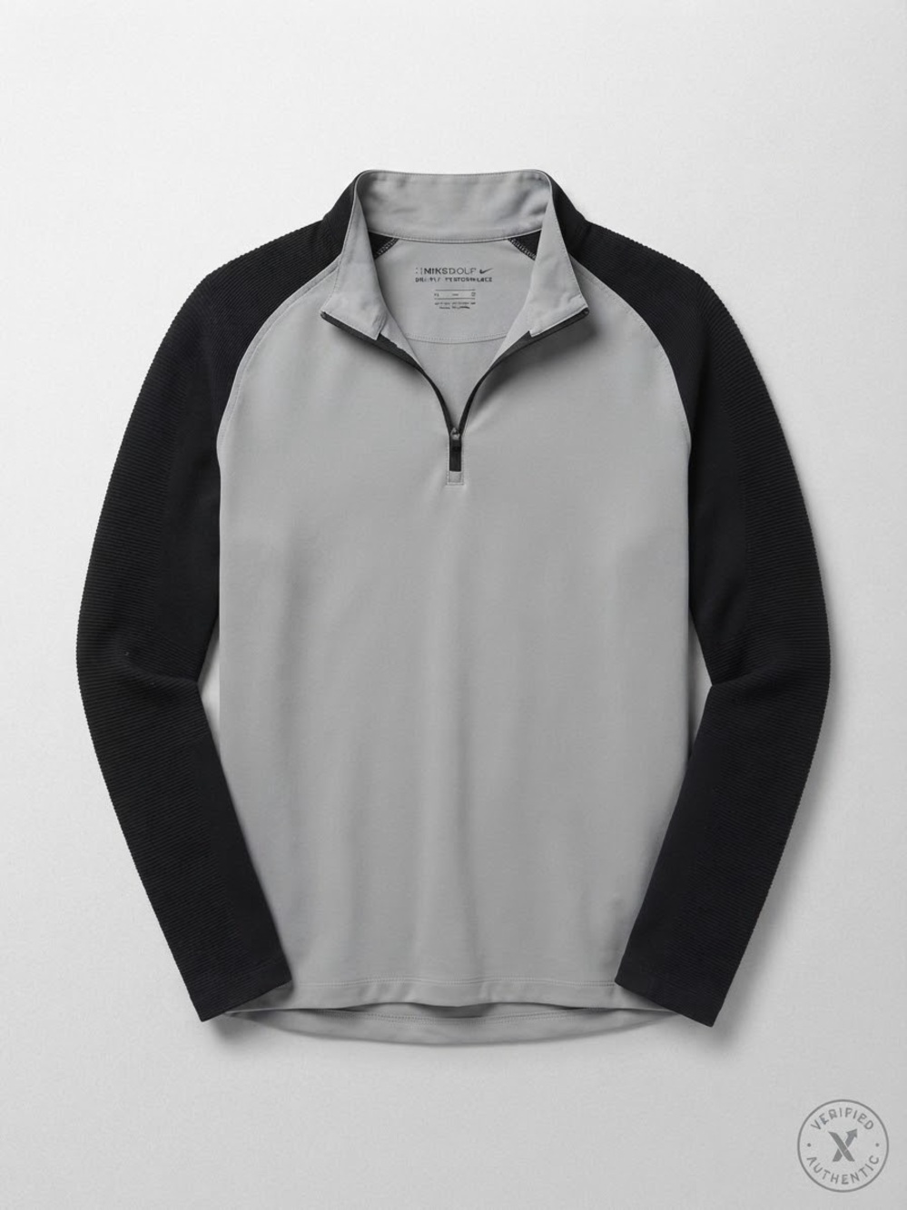 Men's Nike Quarter-Zip Performance Golf Sweater - Light Gray with Black Sleeves